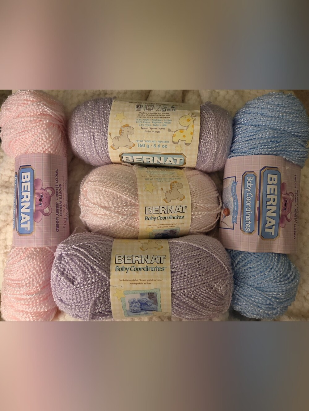 Baby Coordinates Soft Pastel Yarn Set - Pink, Lavender, Blue